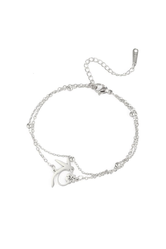 Elegant Hummingbird Flower Charm Bracelet Adjustable Length Handchain Bohemian Wristwear Jewelry for Women and Girls