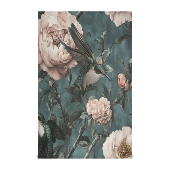 Elegant Hummingbirds Pattern Decorative Waffle Towel Kitchen Dishcloth 28x18in Multi-Use Tea Towel