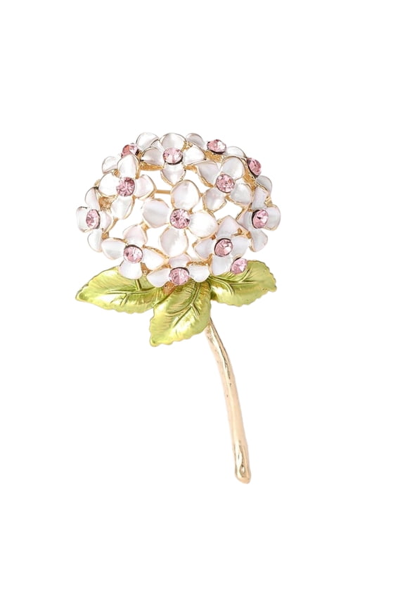 Elegant Hydrangea Brooch in White Tones Sophisticated Flower Pin for Fashionable Women Seeking Styles and Detail