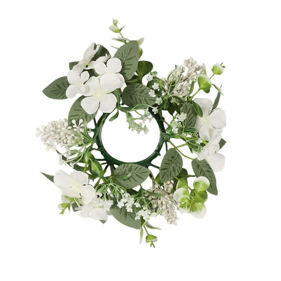 Elegant Hydrangea Floral Candle Ring Wreath Decorative Accessory For Pillar Candles Centerpieces