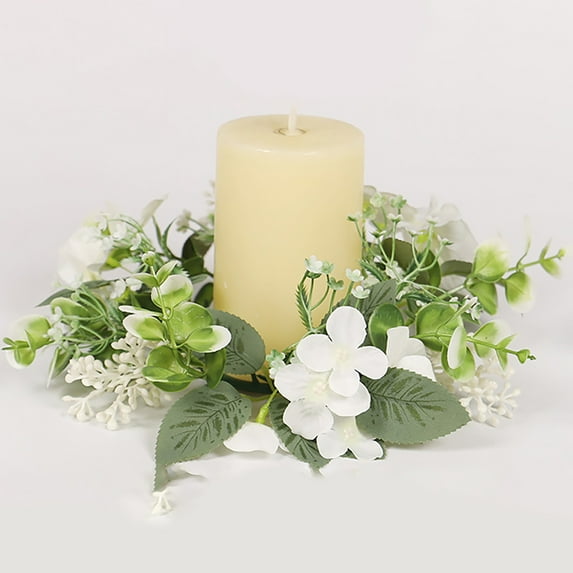 Elegant Hydrangea Floral Candle Ring Wreath Decorative Accessory For Pillar Candles Centerpieces