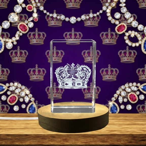 Elegant Imperial Crown Crystal Decor - A Unique 3D Engraved Gift