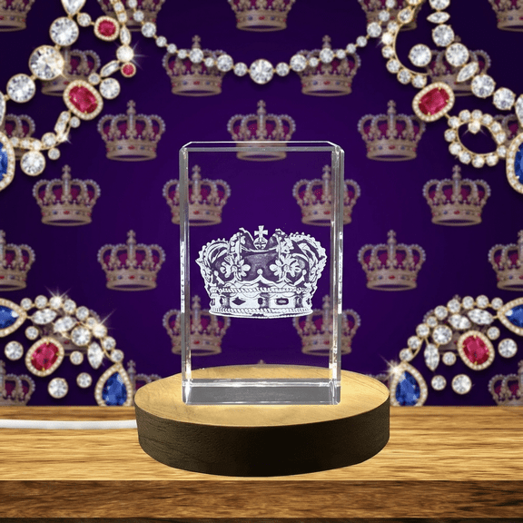 Imperial Crown Crystal Decor | 3D Engraved Award, Trophy, Recognition Gift
