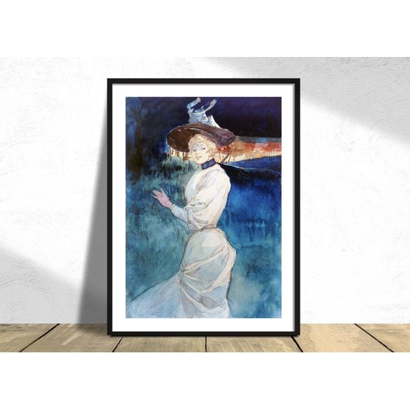 Elegant In A White Dress In A Landscape Henry Somm Modern Art Reproduction Retro Portrait Unframed Paper Print