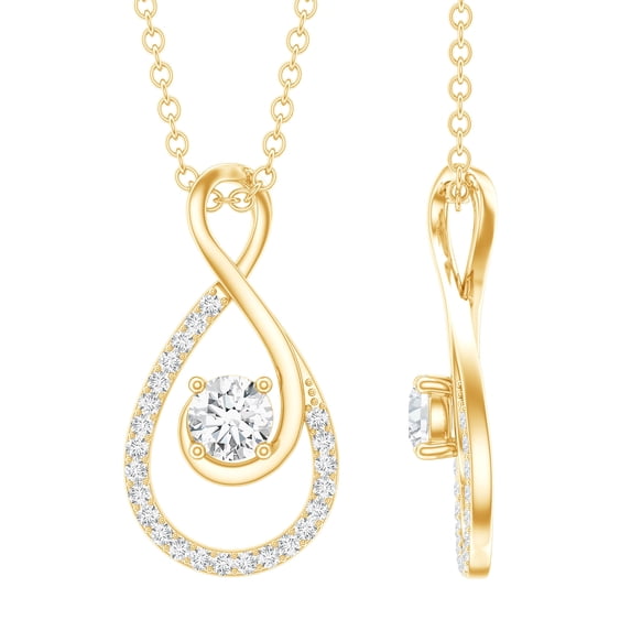 Rosec Jewels Elegant Infinity Pendant Necklace with Moissanite for Women - D Color VS1 Clarity, 14K Yellow Gold