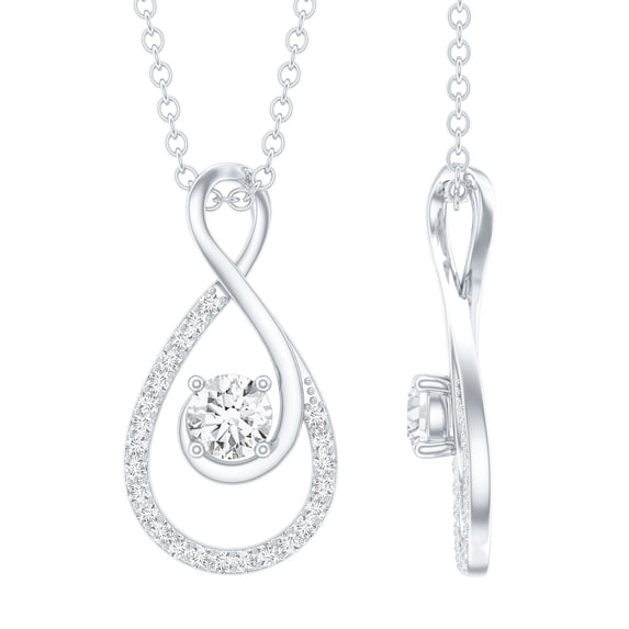 Rosec Jewels Elegant Infinity Pendant Necklace with Moissanite for Women - D Color VS1 Clarity, 925 Sterling Silver