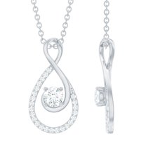 Rosec Jewels Elegant Infinity Pendant Necklace with Moissanite for Women - D Color VS1 Clarity, 925 Sterling Silver
