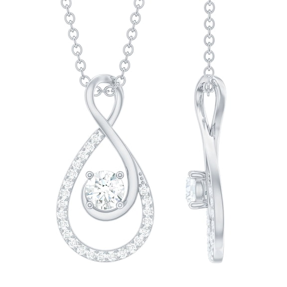 Rosec Jewels Elegant Infinity Pendant Necklace with Moissanite for Women - D Color VS1 Clarity, 925 Sterling Silver