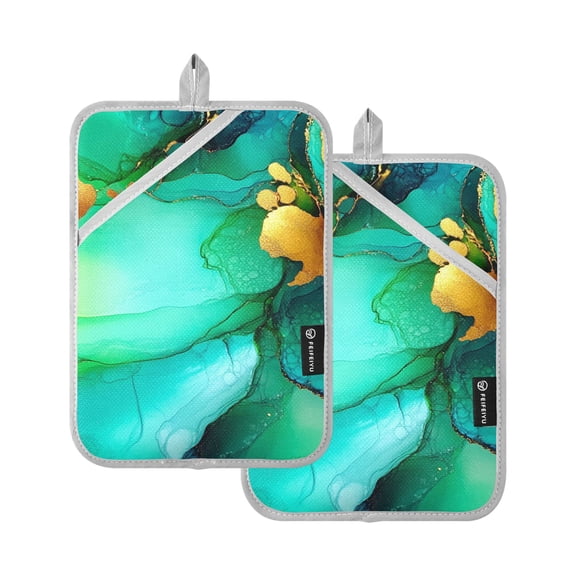 Elegant Ink Design Oven Mitts Pot Holders 2 pcs Heat Resistant for Kitchen Baking Grilling