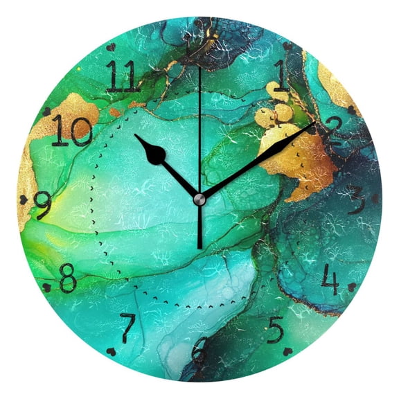 Elegant Ink Design Round Wall Clock Silent Battery Operated Home Decor for Living Room Bedroom