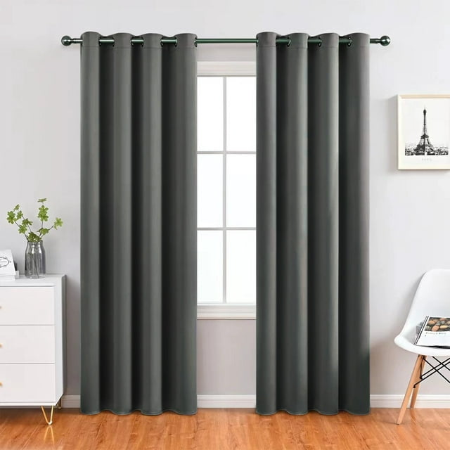 Elegant Insulated Curtains Panel Pair 39x78 Inches Black Polyester Noise Reduction Temperature Control Machine Washable