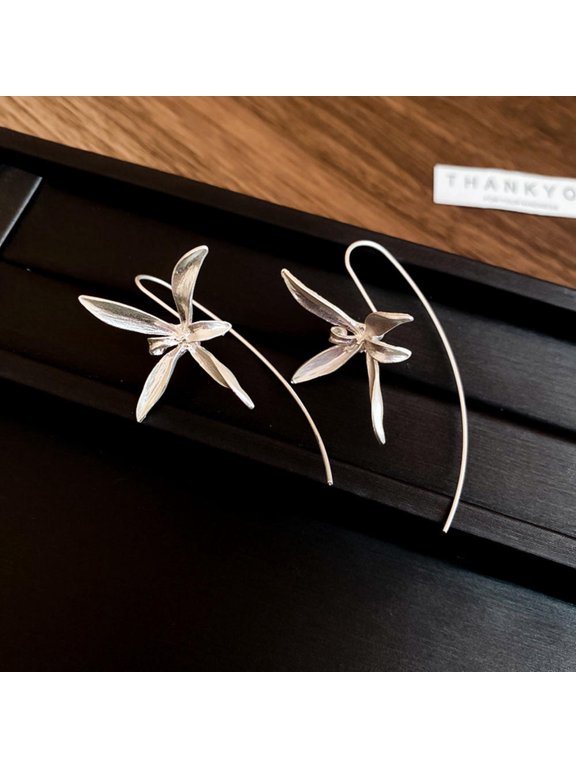Elegant Iris Flower Drop Earrings for Women French Style Gold Silver Plated Floral Dangle Jewelry 2026 Trendy Gift