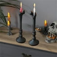 thumbnail image 1 of Elegant Iron Taper Candle Holder Set - Vintage Faux Skull Bone Halloween Decor for Home, Dining Room, Bar - Textured Resin Candlestick Stand for Parties, Gifts, Christmas & Ambiance Lighting, 1 of 7