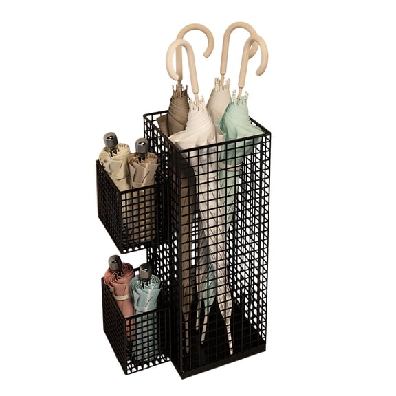 Elegant Iron Umbrellas Stand For Entryway Organization Waterproof Floor Protections Multiple Compartment Storage With Stable Base