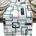 Elegant Irregular Abstract Squares Linen Table Runner for Dining Party