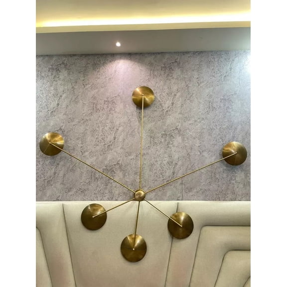 Elegant Italian Light Brass Spider Mid Century 6 Arm Celling or Wall Light