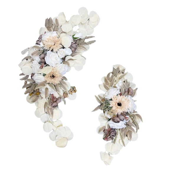 Elegant Ivory Wedding Arch Floral Decor - Set of 2