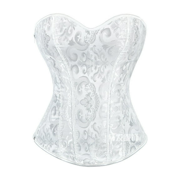 Elegant Jacquard Black Corset and White Corset Top for Women Strapless Bustier Top Body Shaping Lingerie with Adjustable Lace Up White 4XL