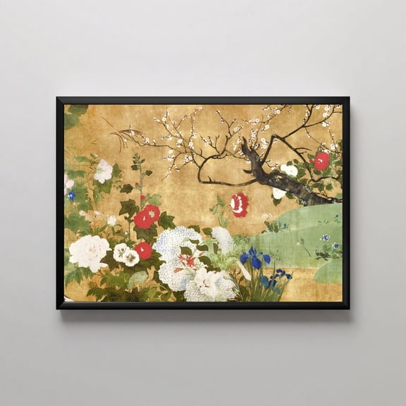 Elegant Japanese Floral Art Gold Wall Decor Floral Composition Modern Wall Art Japanese Home Decor Luxury Wall Art Decor