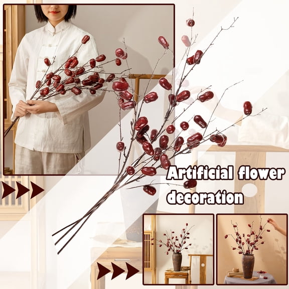 Elegant Jujube Floral Arrangement for Wedding Party Home Centerpiece Display