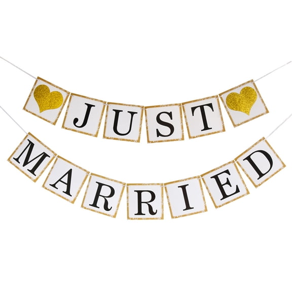 Elegant Just Married Bunting Banners Wedding Decoration Assorted Styles Photo Booth Props Paper Craft