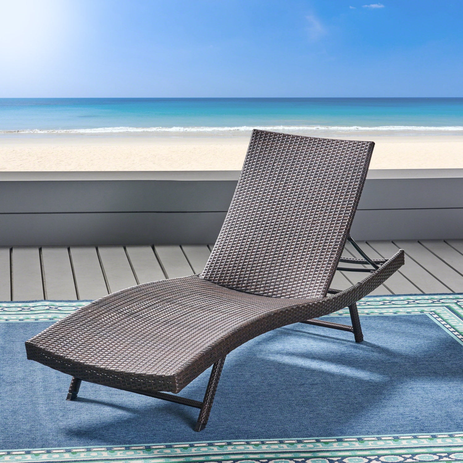 Elegant KAUAI PE WICKER CHAISE Lounge Chair Outdoor Patio Furniture