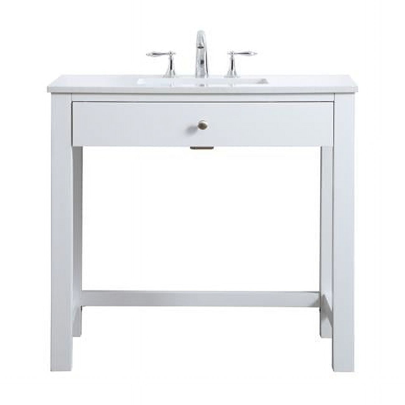 36 in White Freestanding Bathroom Vanity with Calacatta Marble Top