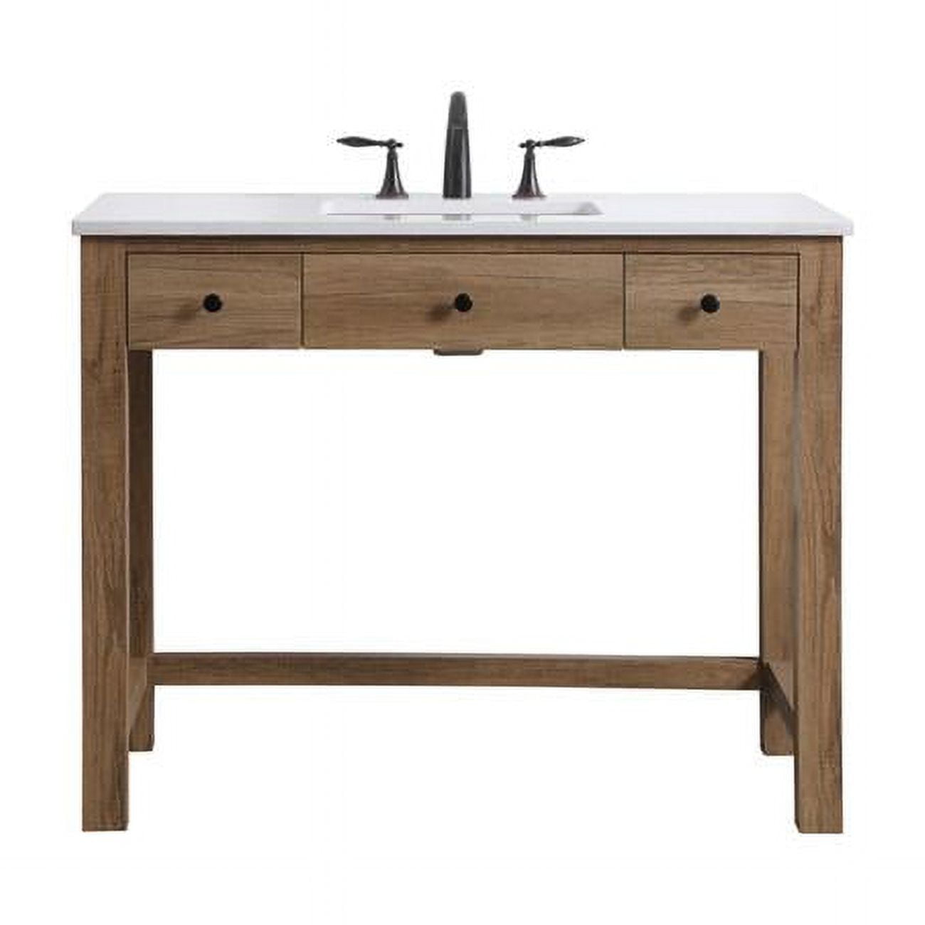 Hudson 42'' Natural Oak Single Bathroom Vanity with Marble Top