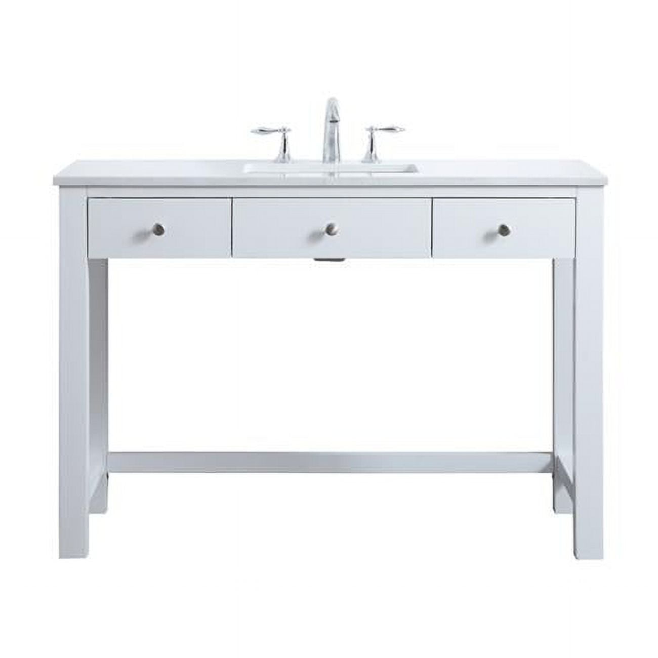 Hudson 48'' White Freestanding Bathroom Vanity with Engineered Marble Top