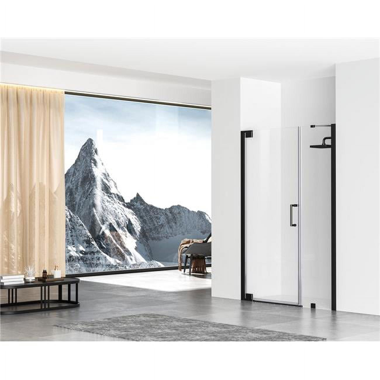 Matte Black 48 x 72 in. Semi-Frameless Hinged Shower Door