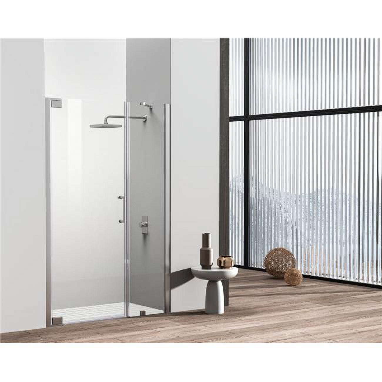 Elegant Chrome 48 x 72 Semi-Frameless Hinged Shower Door