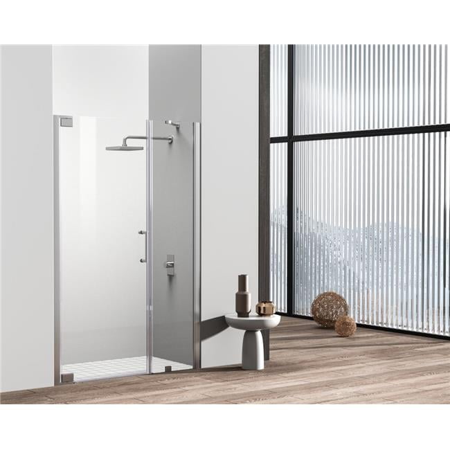 Elegant Chrome 48 x 72 Semi-Frameless Hinged Shower Door