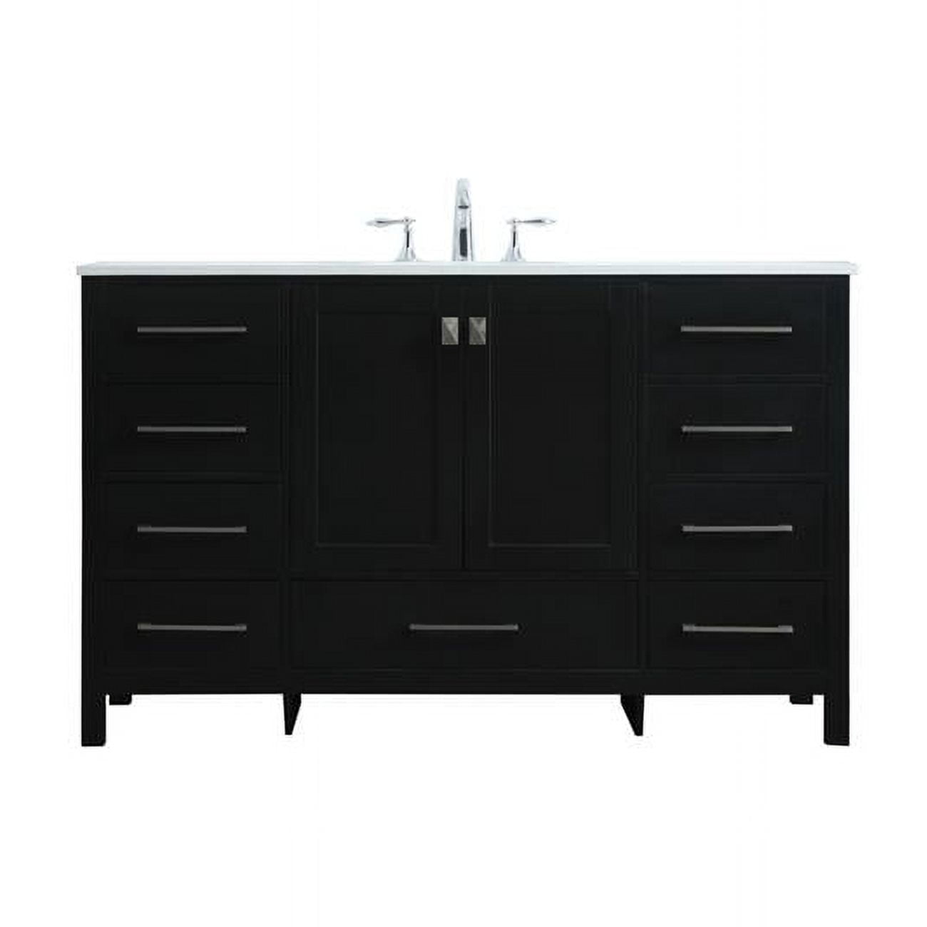 Black Freestanding Single Bathroom Vanity with Calacatta Marble Top