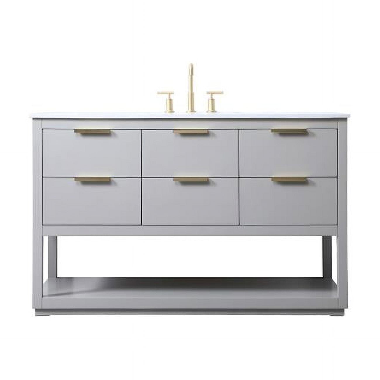 Larkin 54'' Grey Single Bathroom Vanity with Engineered Marble Top