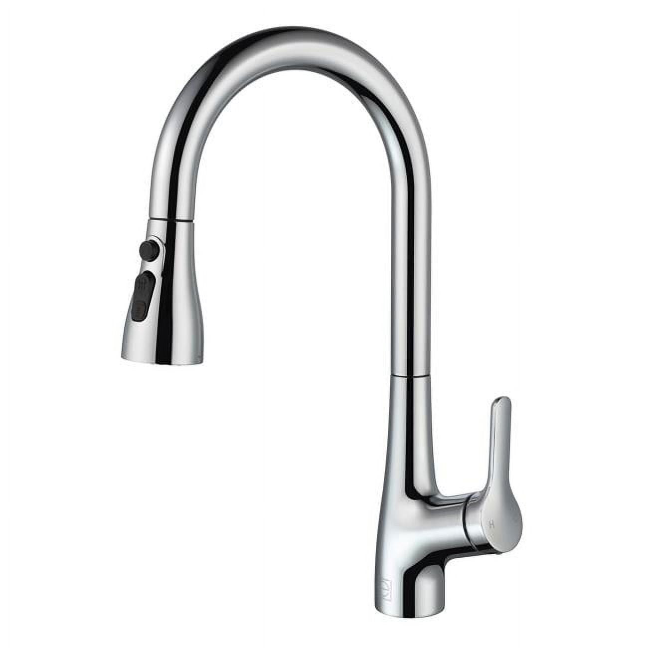Chrome Gooseneck Single-Handle Pull-Down Kitchen Faucet