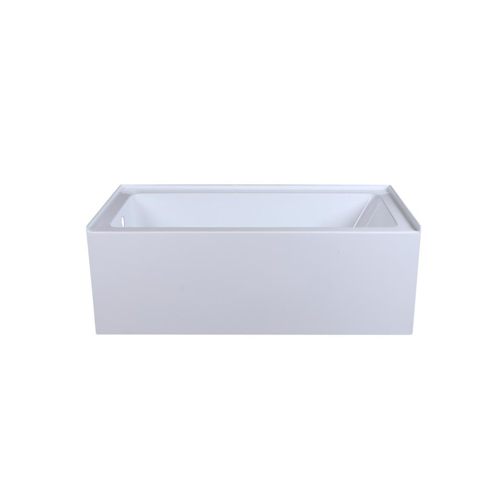 Niklaus 60'' Glossy White Acrylic Alcove Bathtub