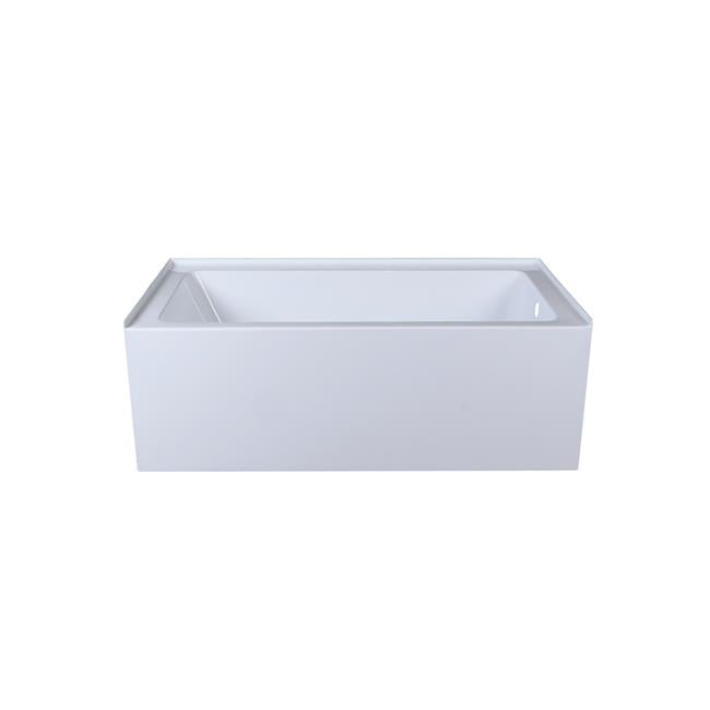 Niklaus 60'' Glossy White Acrylic Alcove Soaking Bathtub