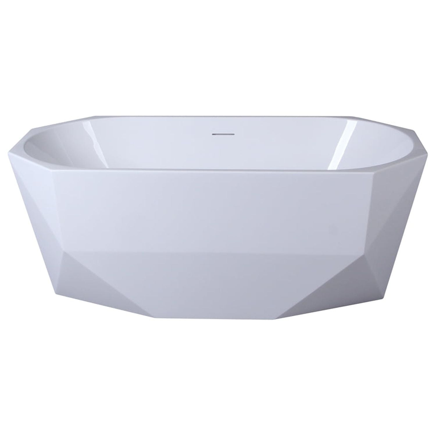 Ethen 59'' Glossy White Diamond-Cut Freestanding Acrylic Bathtub