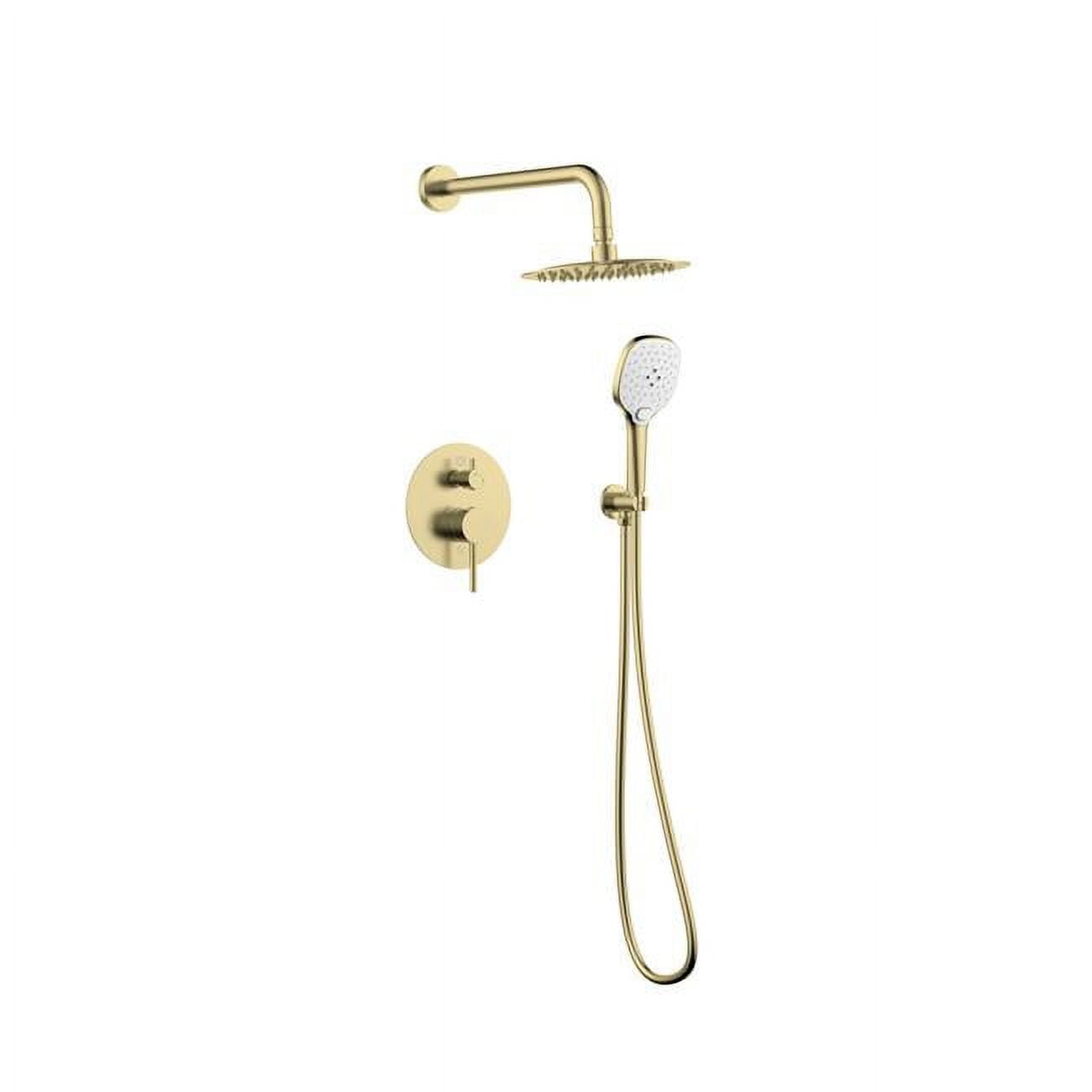Brushed Gold Brass Handheld Wall Mounted Shower System