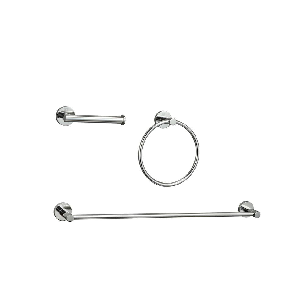 Chrome 3-Piece Stainless Steel Bathroom Hardware Set