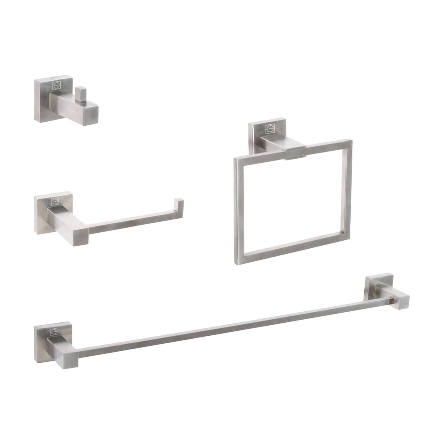 Brushed Nickel 4-Piece Stainless Steel Bathroom Hardware Set
