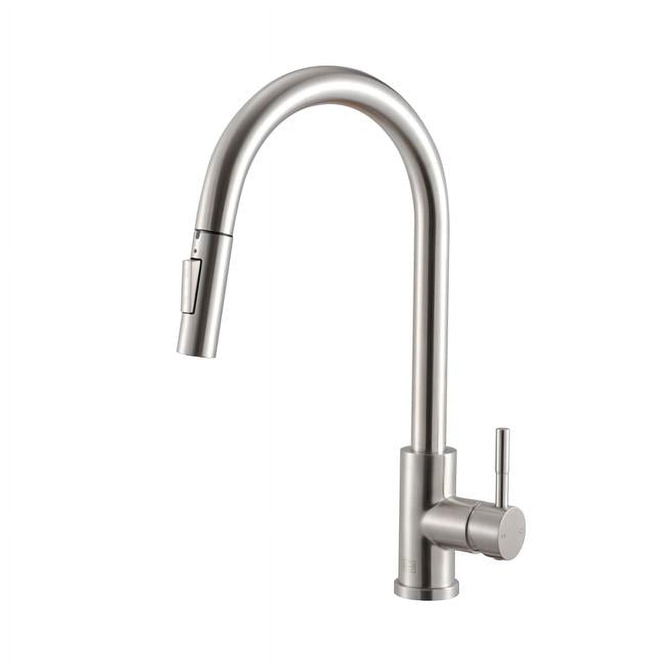 Brushed Nickel Gooseneck Kitchen Faucet with Pull-out Spray