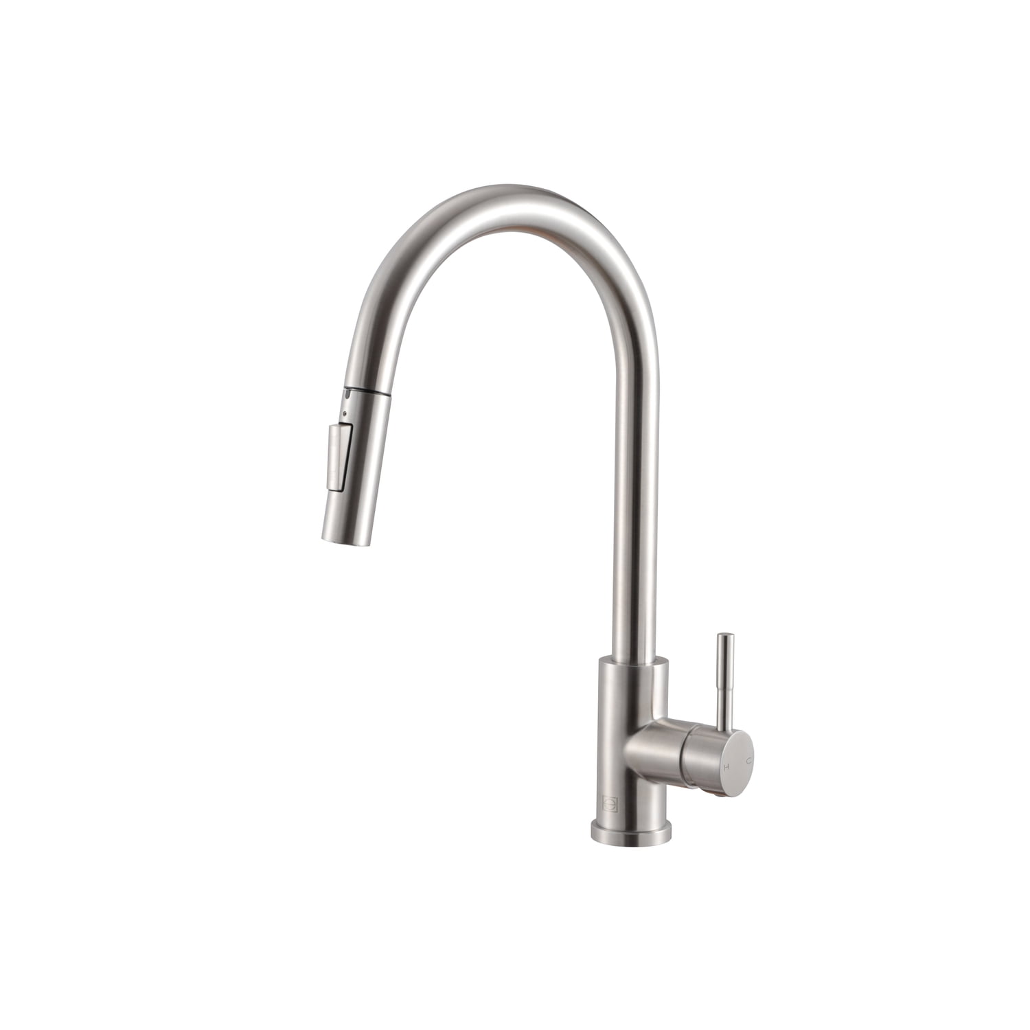 Brushed Nickel Gooseneck Kitchen Faucet with Pull-out Spray