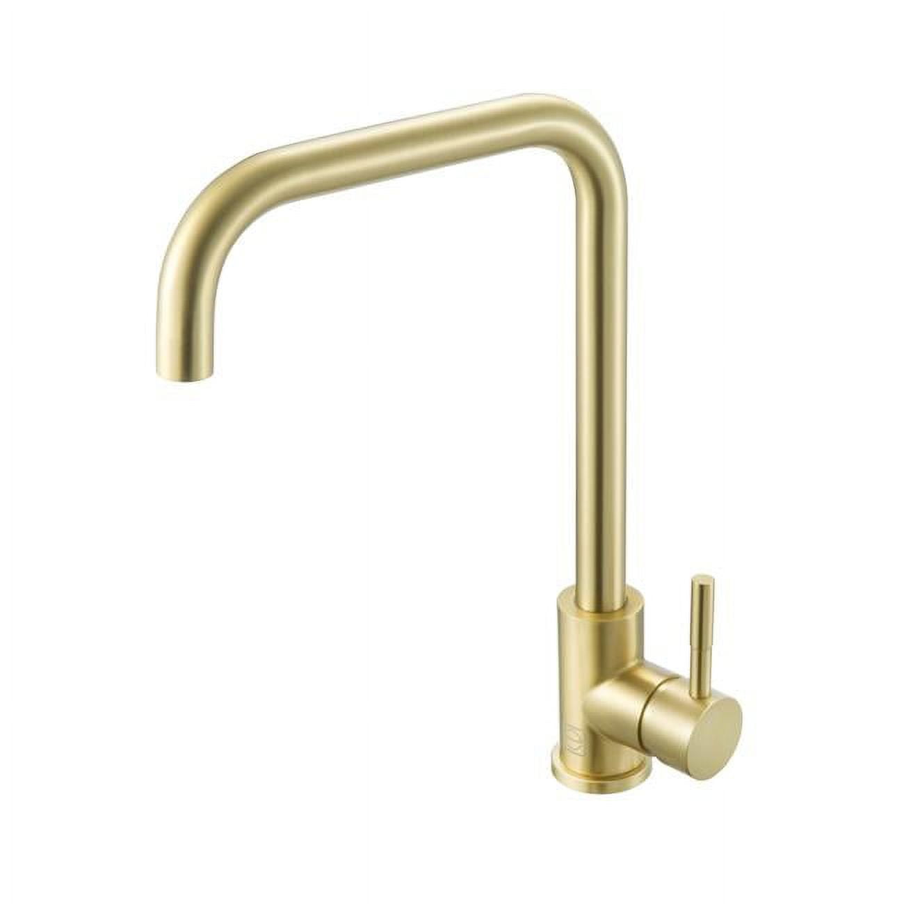 Brushed Gold Stainless Steel Gooseneck Kitchen Faucet with Pull-out Spray