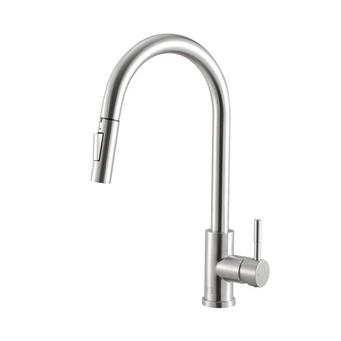 Brushed Nickel Touch Sensor Gooseneck Kitchen Faucet with Pull-out Spray