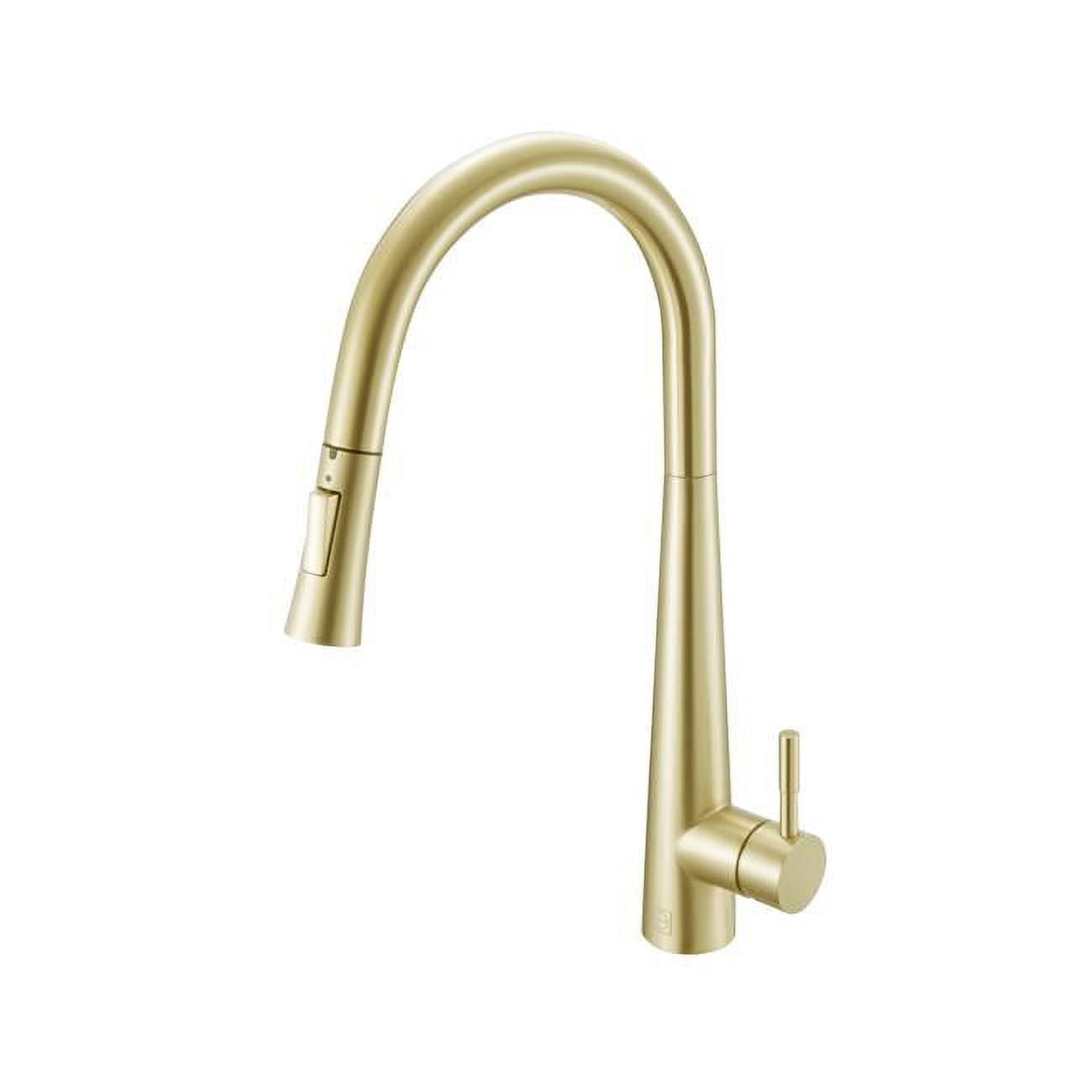 Brushed Gold Stainless Steel Gooseneck Pull-Down Kitchen Faucet