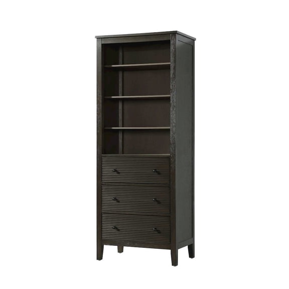 Elegant Kitchen and Bath 28 Inch Open Shelving Bath Storage Cabinet in Chocolate Oak