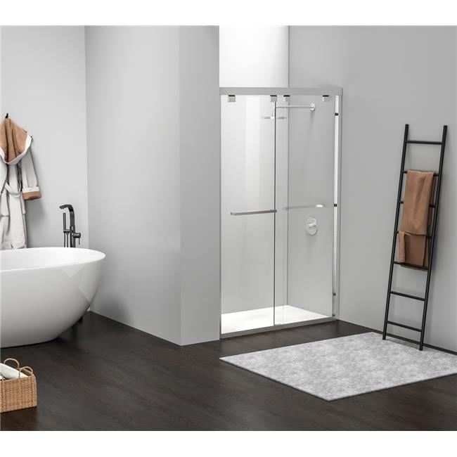48" Brushed Nickel Frameless Double Sliding Shower Door