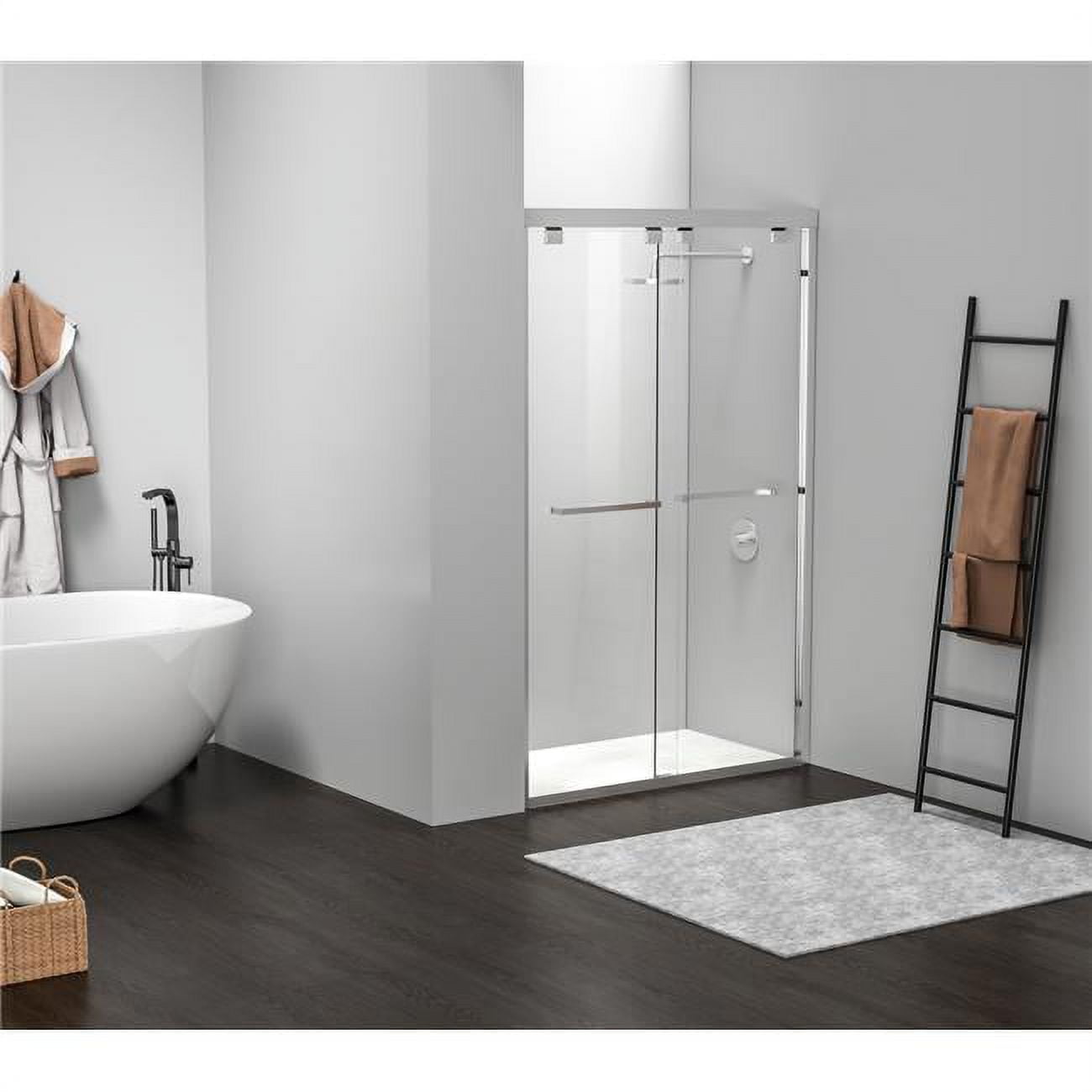 48" Brushed Nickel Frameless Double Sliding Shower Door