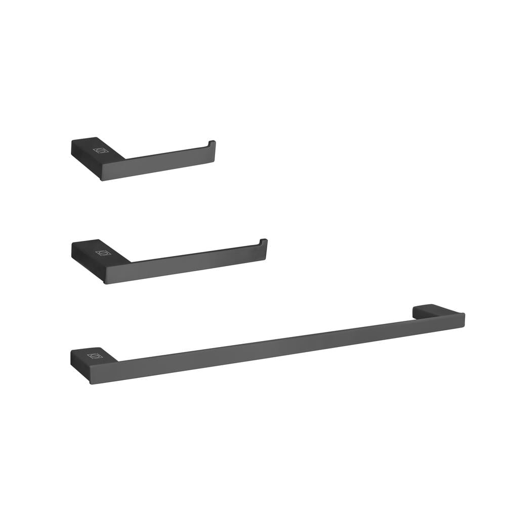 Matte Black Stainless Steel 3-Piece Bathroom Hardware Set
